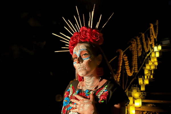 catrina dressed in day of dead celebration attire